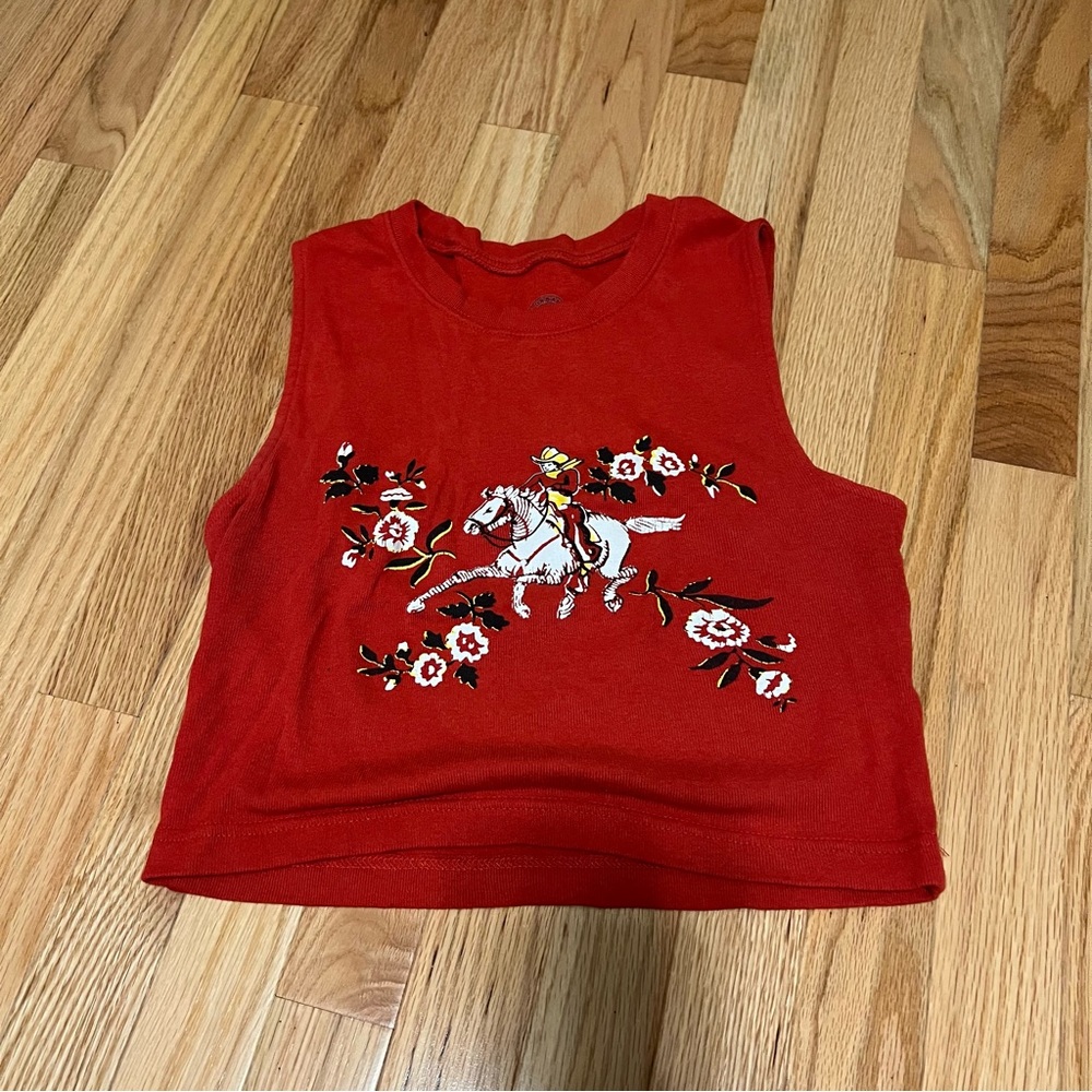 COWBOY OPEN BACK GRAPHIC CROP